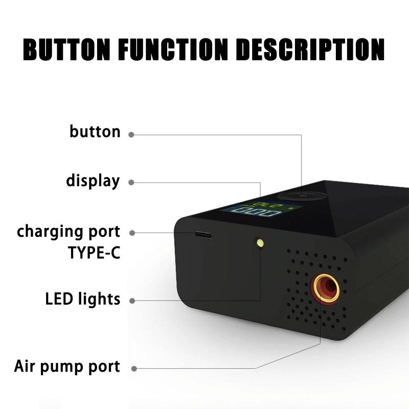 

Portable 6000mAh Car Air Compressor LCD Digital LED Lighting Electric Wireless Tire Inflator Pump Portable Air Pump 55KD