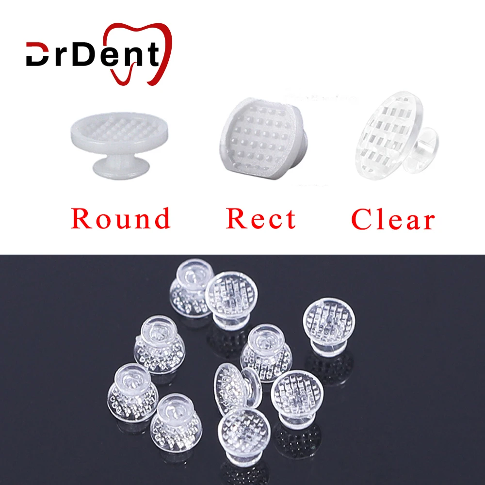 

Drdent 10Pcs/Bag Odontologia Orthodontics Dental Clear Ceramic Composite Lingual Button Metal Traction Hook Round Rectangular