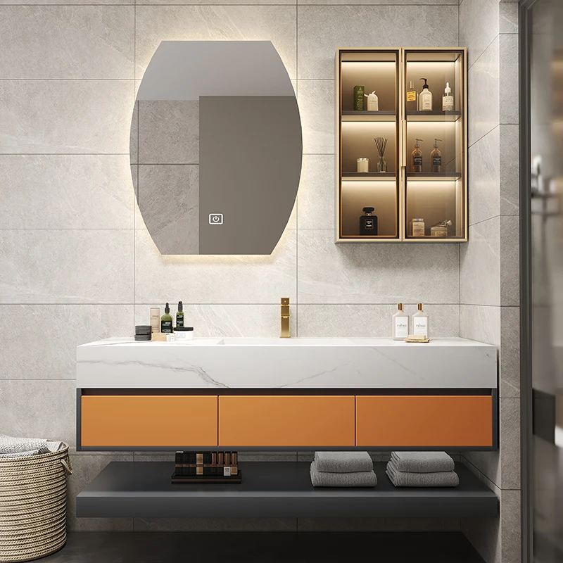 

Plate-integrated basin bathroom cabinet combination Italian luxury bathroom washbasin sink basin cabinet