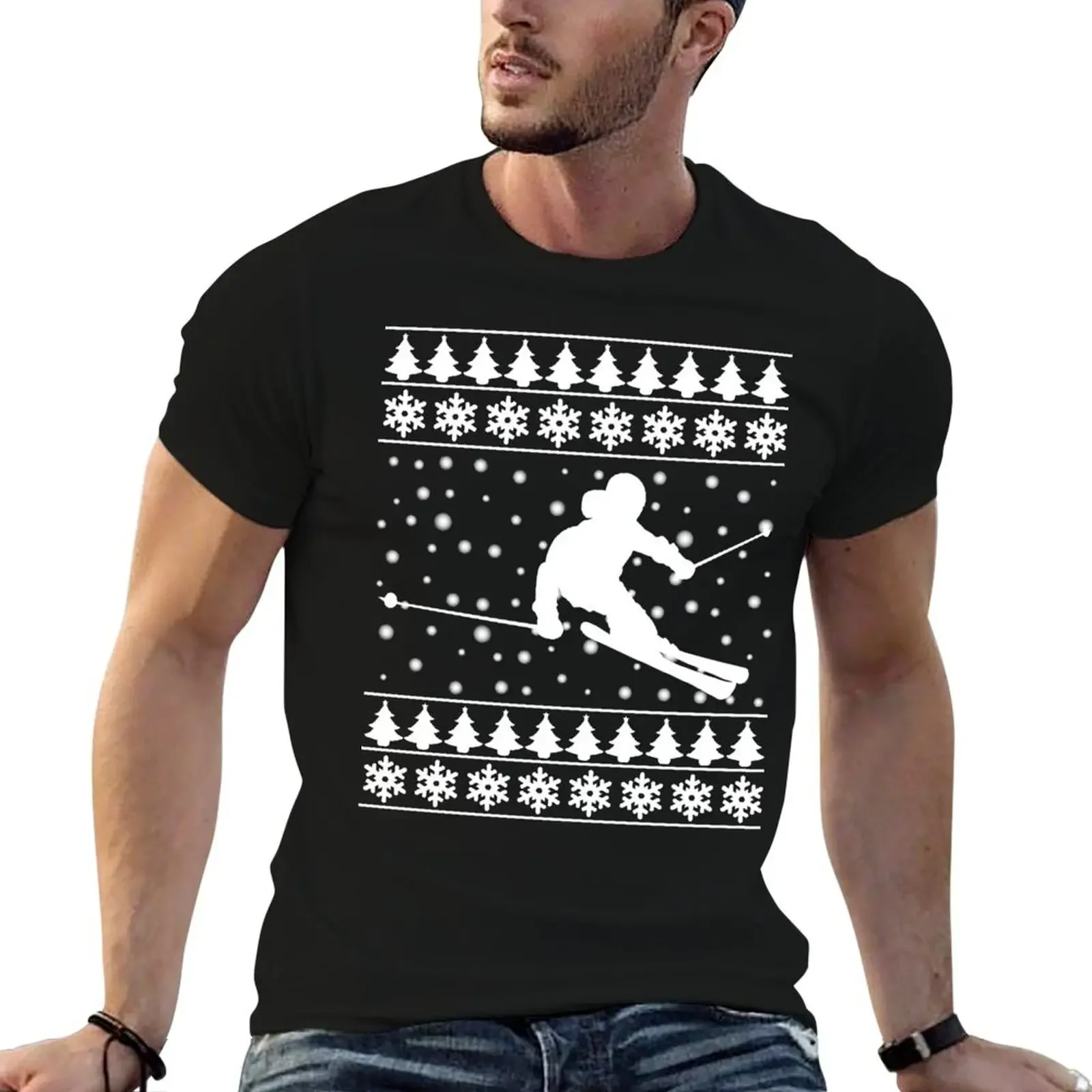 Рождественские лыжи рождественские подарки футболка мешковатые рубашки