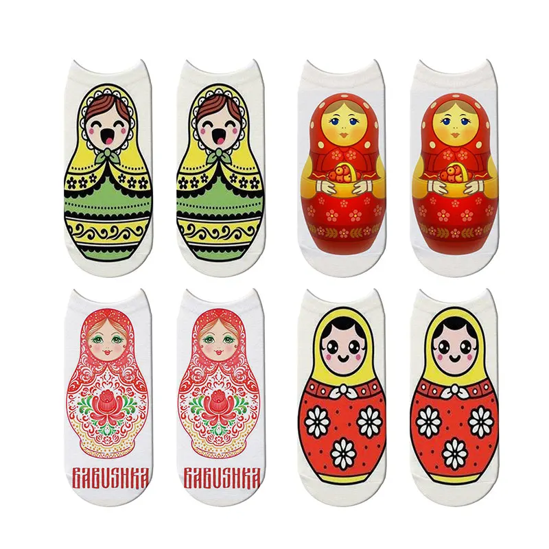 New 3D Printed Colofurl Matryoshka Doll Babushka Design Ankle Socks Men and Women Russian Nesting Dolls Pattern Socks wholesale