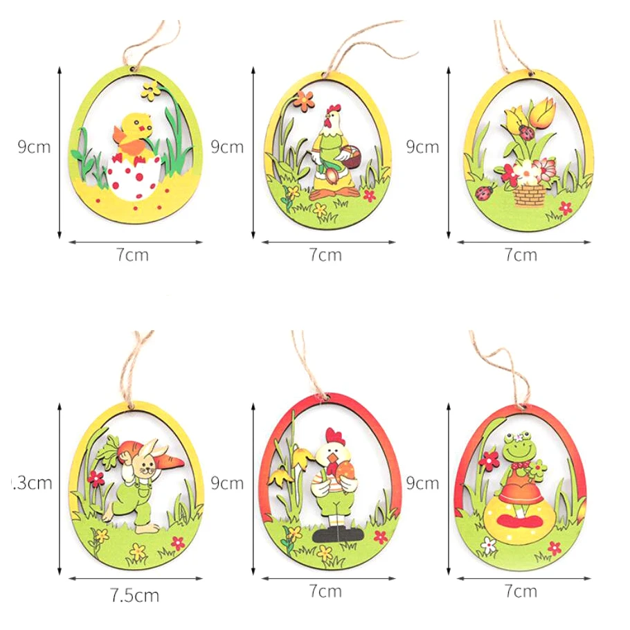 6 шт. деревянные подвески в виде цыпленка кролика и яиц |