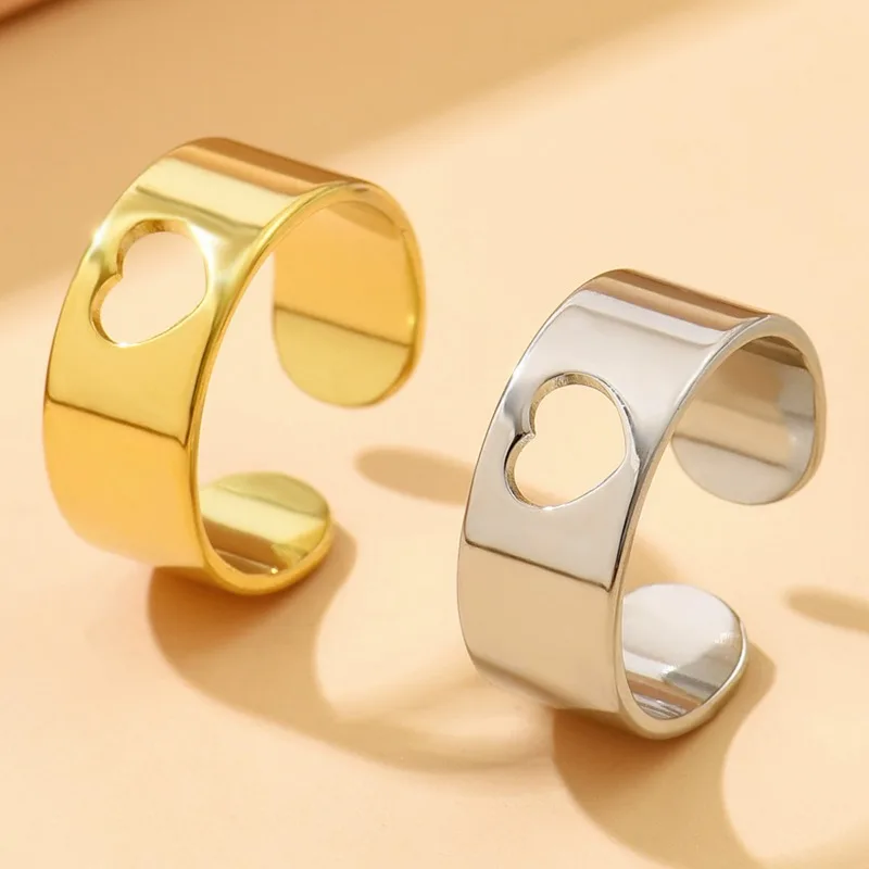 20 шт./лот нержавеющая сталь золото серебро цвет сердца открытое регулируемое