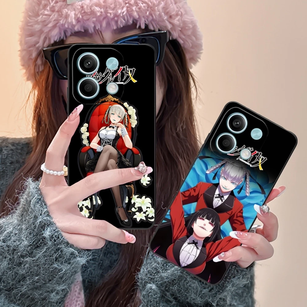 Kakegurui Kirari Anime Mobile Cell Phone Case for Xiaomi Redmi Note 13 12 11 10 9 8 7 6 S A Pro Lite Plus 5G Black Cover Shell