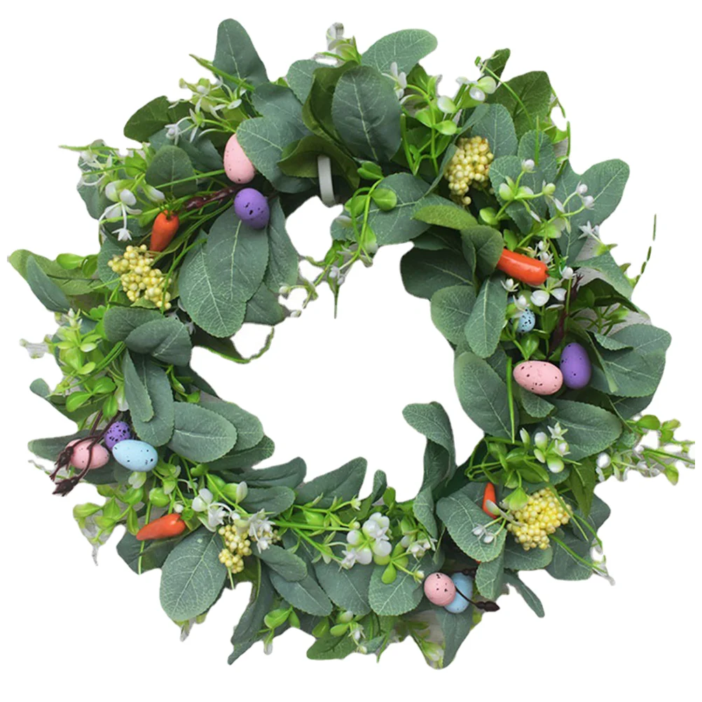

Wreath Easter Decor Artificial Decoration Hanging Door Ornament Party Garland Front Egg