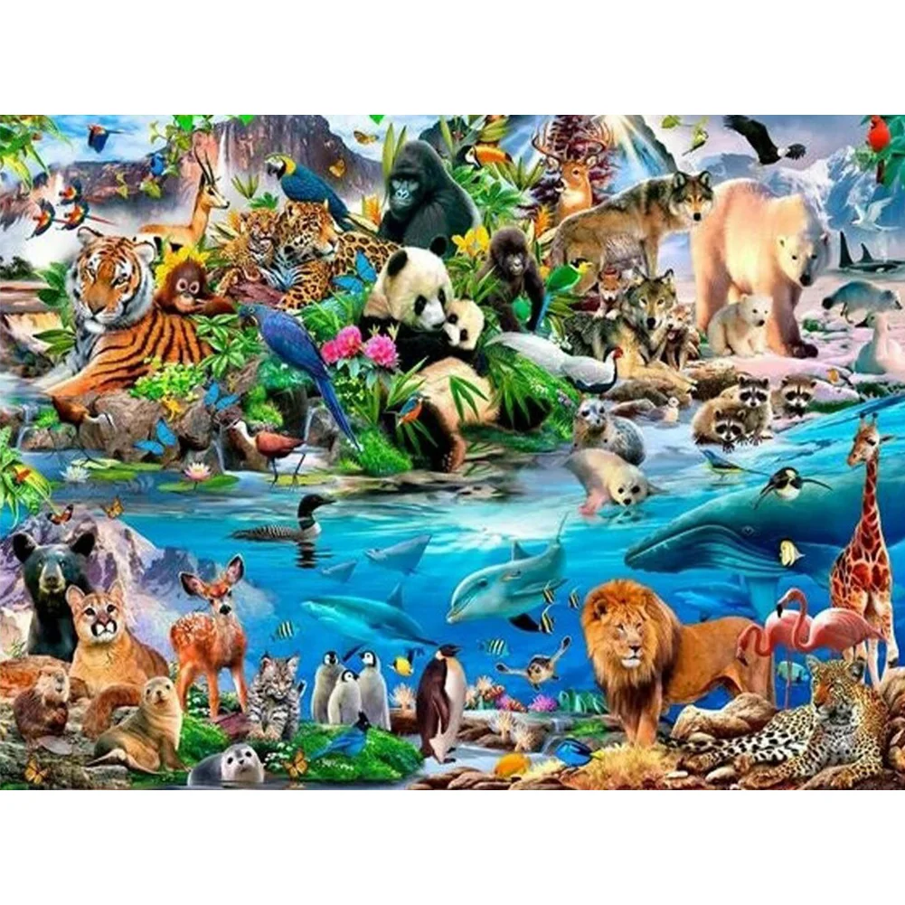 

5D DIY Diamond Painting Animal Tiger Lion Panda Dolphin Diamond Embroidery Mosaic Sea Cross Stitch Kits Art Crafts Home Decor