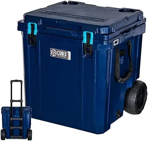 

Outdoors QuadraX 46 Quart Wheeled Rotomolded Portable Hard Cooler for Camping, Fishing, Beach | Heavy Duty Insulated Ice Chest w