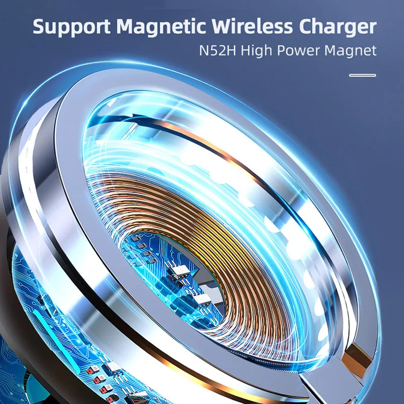 Magnetic Car Phone Holder Air Vent Magnet Mount GPS Smartphone Stand Support For iPhone 12 13 14 Pro Wireless Charging Bracket