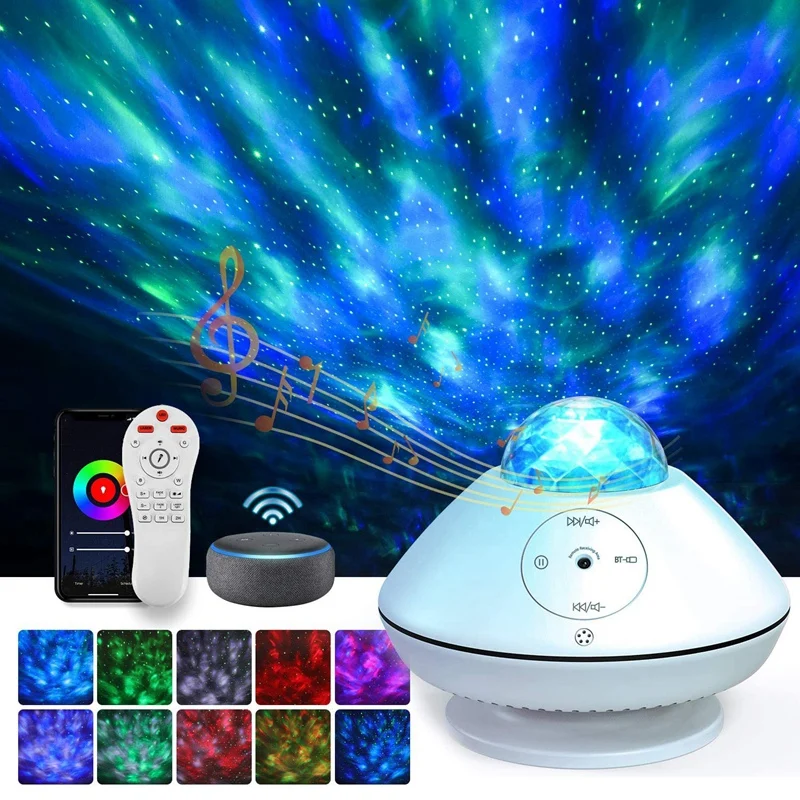 Star Projector Night Light Projector With Remote Control LED Galaxy Ocean Wave Projector Bluetooth Music Speaker