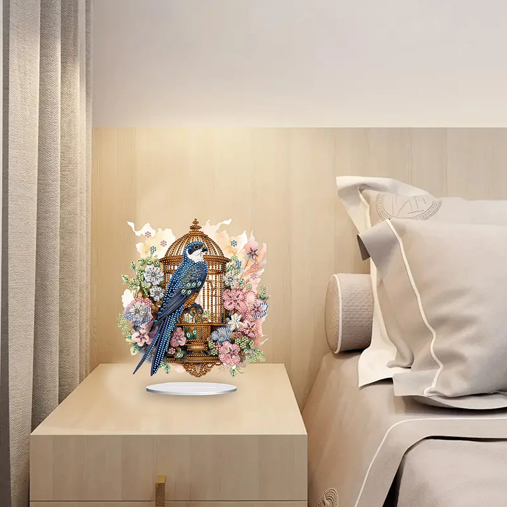 Павлин горный хрусталь украшения для рабочего стола клетка синяя птица 5D DIY