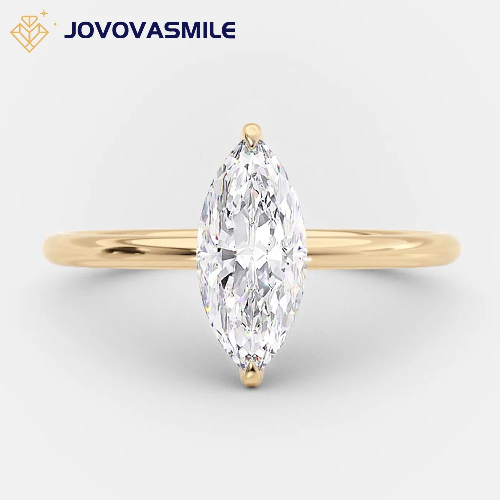 

JOVOVASMILE Муассанит бриллиантовое обручальное кольцо 0.5ct 4*8 мм Форма маркиза 18k золото изысканное 2 шт. круглый бриллиантовый вырез