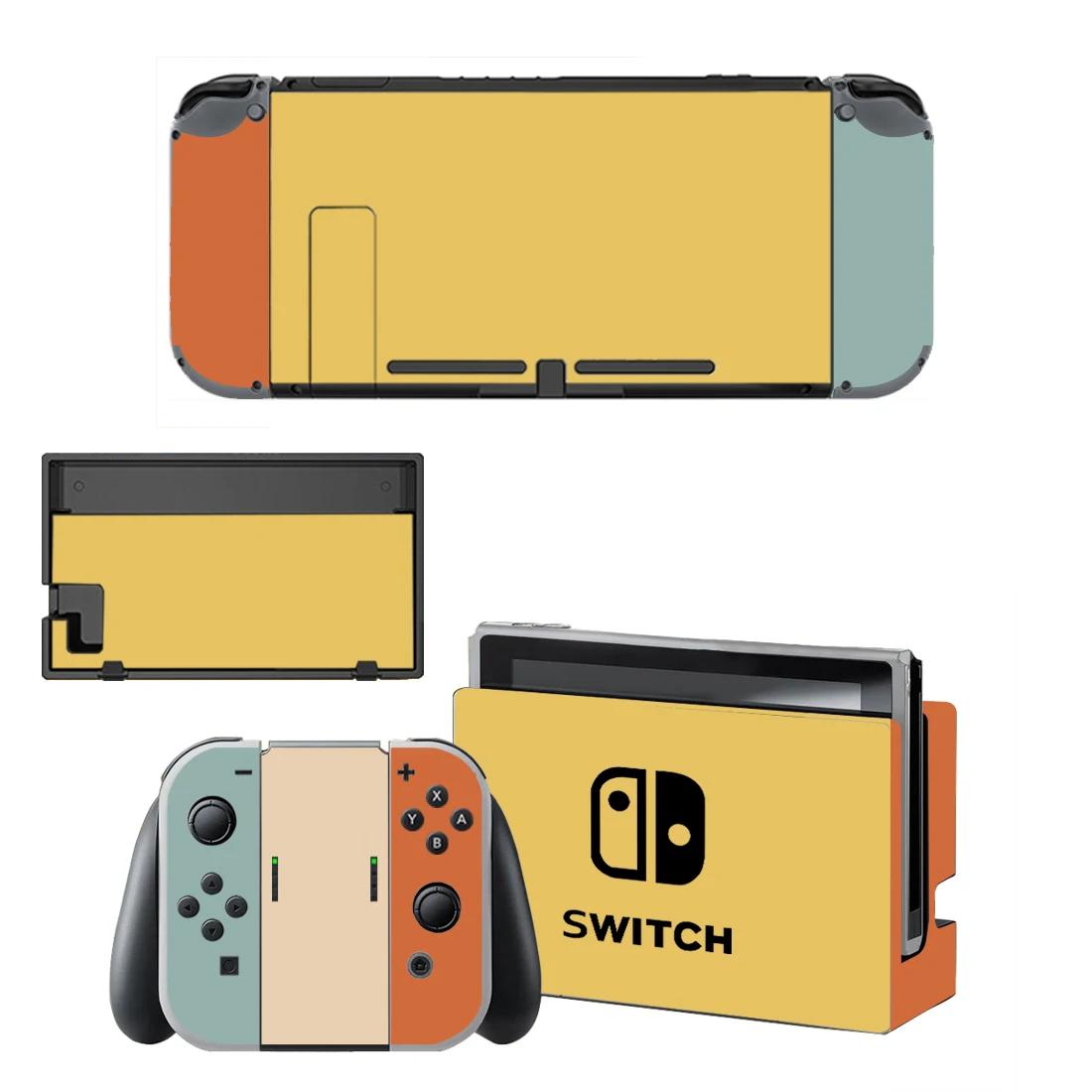 

Pure Yellow Color Vinyl Screen Skin Protector Stickers for Nintendo Switch NS Console + Controller + Stand Holder Dock Skins