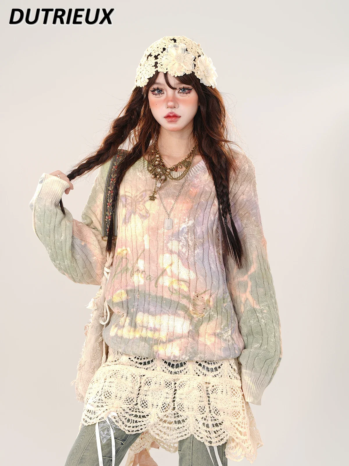 Модный милый пуловер свитер осень-зима свободный тонкий вязаный топ для женщин