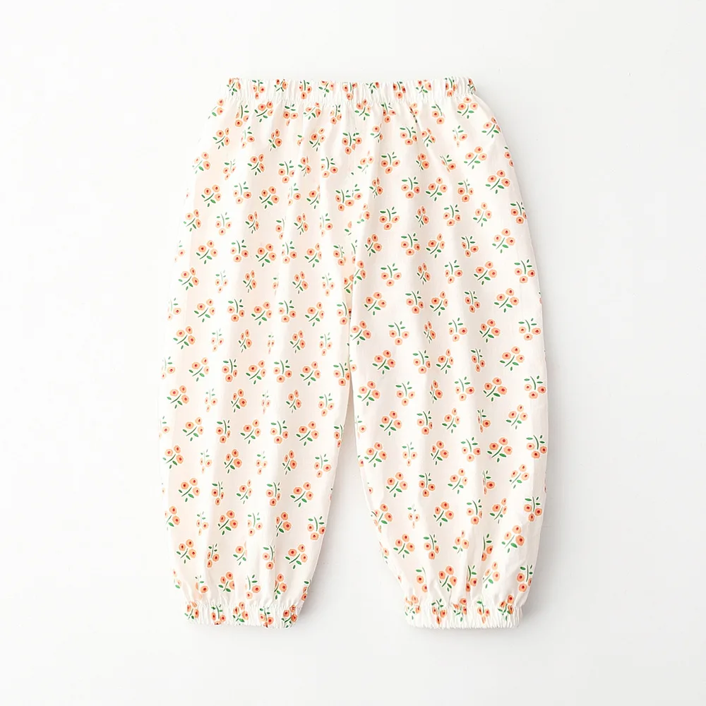 

Детские хлопковые брюки, одежда для маленьких девочек, брюки с цветочным принтом против комаров, Детская летняя повседневная одежда