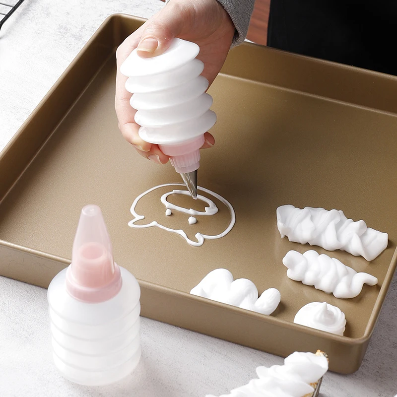 1Pcs Food Grade Plastic Icing Piping Bottle With Nozzle DIY Cupcake Cookie Cake Decorating Sugarcraft Baking Tool
