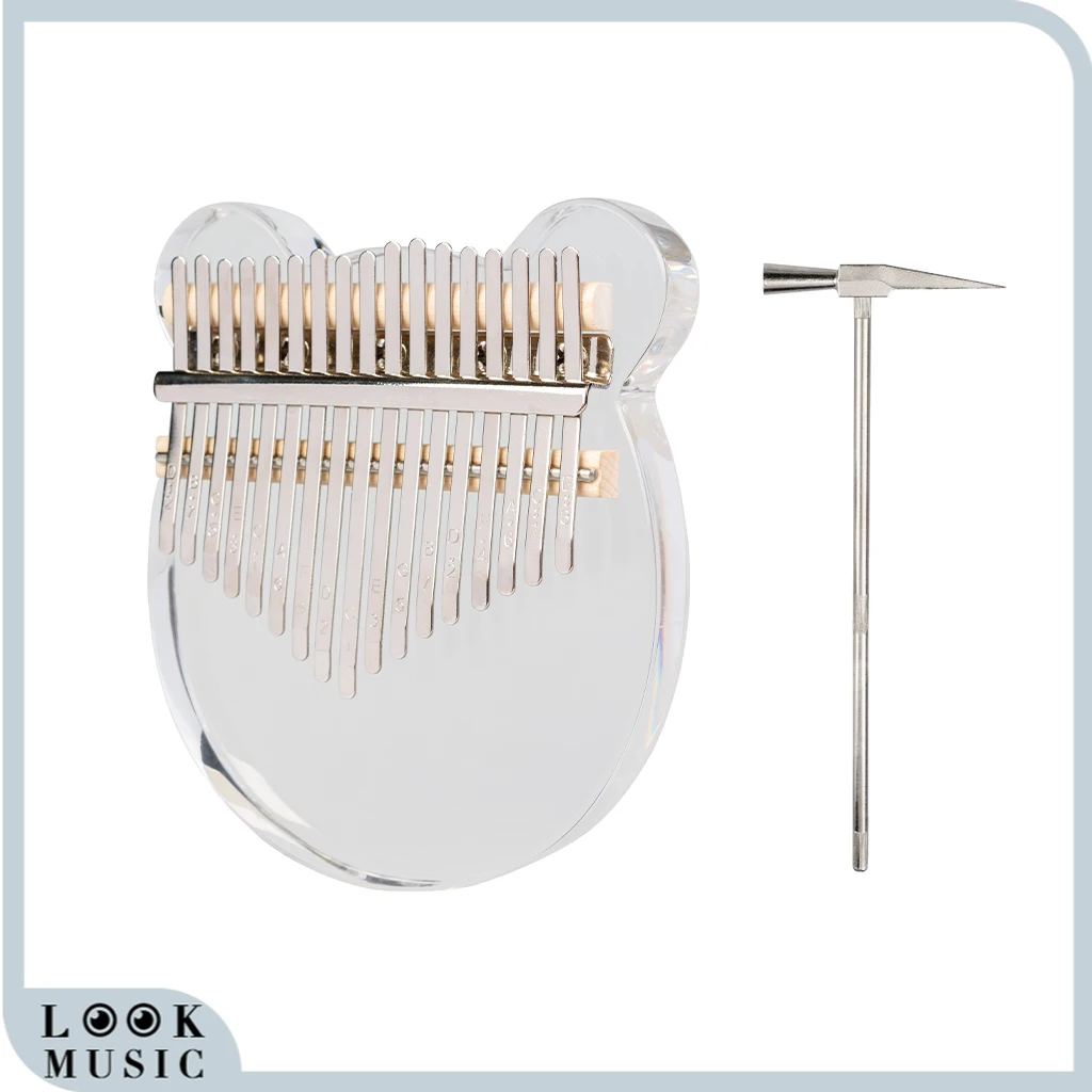 

Little Bear Thumb Piano 17 Tones Thumb Piano Acrylic Keyboard Kalimba Plus Tuning Hammer & Black PU Waterproof Case