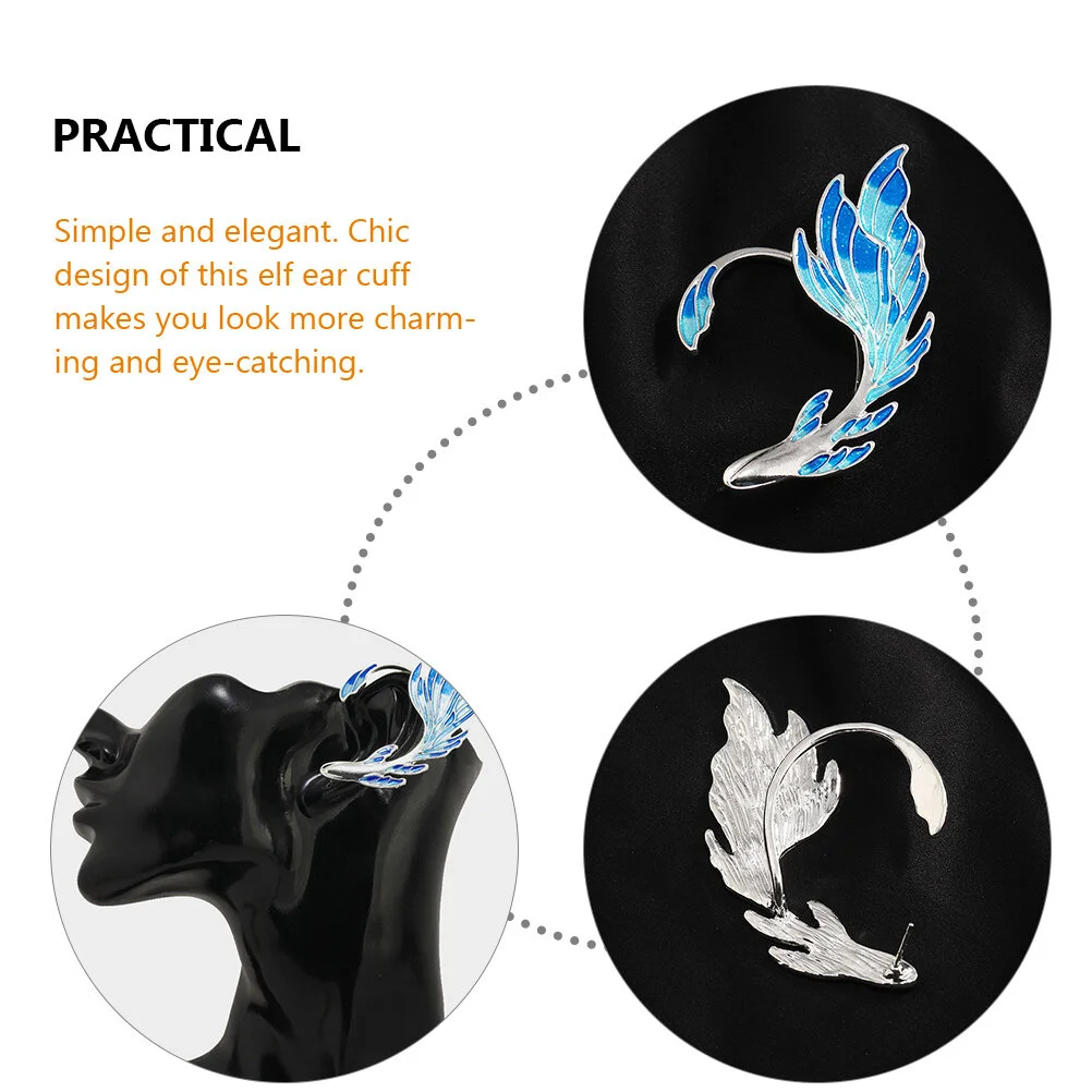 Женские эмалированные Серьги-манжеты Elf синие серьги-манжеты с золотыми рыбками