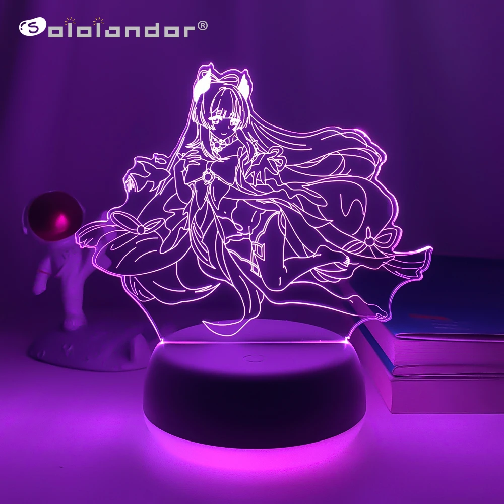 

3d Led Lamp Genshin Impact Sangonomiya Kokomi for Kids Bedroom Decor Child Birthday Gift Genshin Impact Led Night Light Game