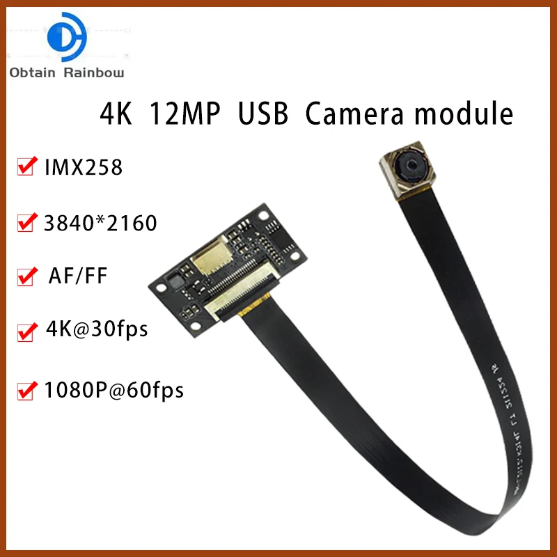 IMX258 4K 12 МП 3840x2160 CMOS 30FPS Автоматическая Фокусировка USB камера с распознаванием лица Модуль 75 градусов MJPEG, YUY2 IMX258 4K 12 МП 3840x2160 CMOS 30FPS Автоматическая Фокусировка USB камера с распознаванием лица Модуль 75 градусов MJPEG, YUY2
