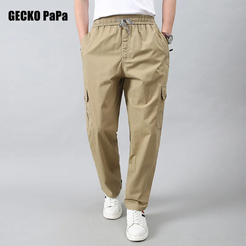 

Thin Trousers Spring Summer Comfortable Solid Color Multi-pockets Casual Straight Loose Men Cargo 2022 New Male Pants