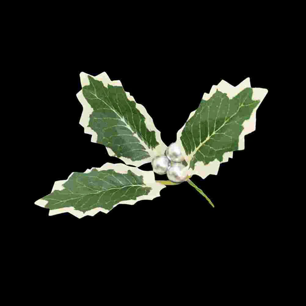 

8pcs Artificial Berry Christmas Leaves Holly Berry Leaves for DIY Xmas Floral Arrangement Wreath Holiday