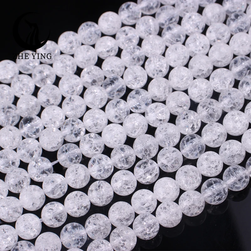 New Top Natural Stone White Snow Cracked Crystal Beads Round Loose Spacer Beads for Jewelry Making DIY Bracelets Accessories 15
