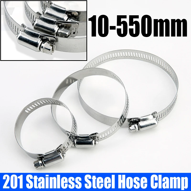 

1PCS 10-550mm Hose Clamp 201 Stainless Steel Pipe Clamp Worm Clamp Hose Clip Adjustable Hose Hoop Pipe Clamp Clip