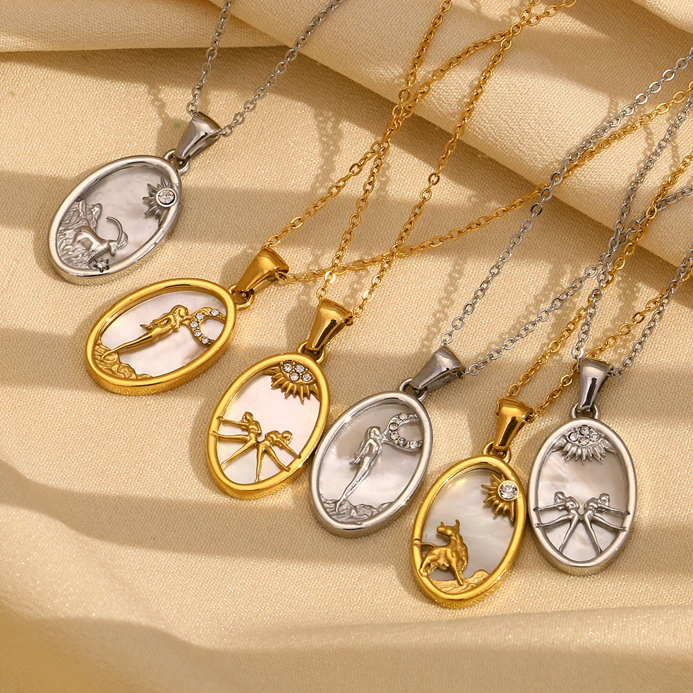 Женское Ожерелье из нержавеющей стали с фианитом 18 К