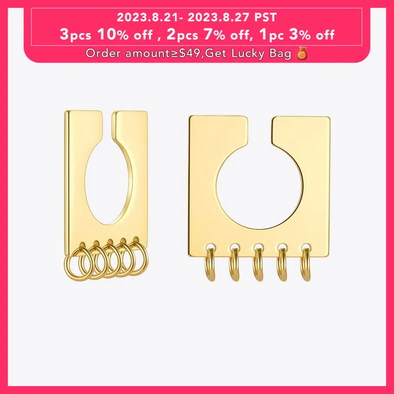 

ENFASHION Square Ear Cuff Gold Color Geometric Earrings For Women Stainless Steel Fashion Jewelry 2021 Pendientes Gifts E211303