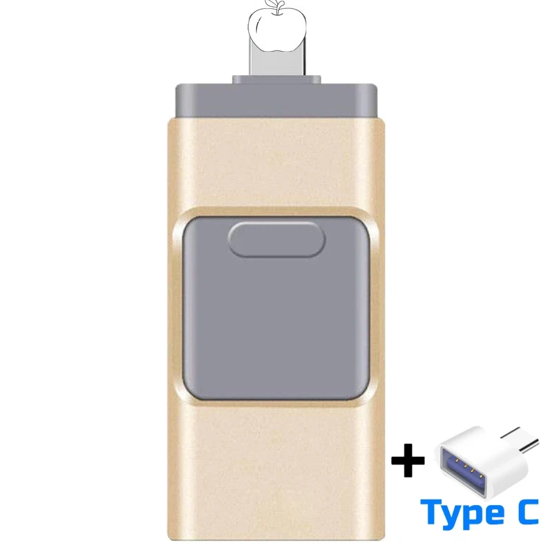 

Металлический USB флэш-накопитель 128 Гб OTG флэш-накопитель 32 Гб 64 Гб USB 3,0 флэш-диск для iPhone 11 Pro/XR/XS Max USB флэш-накопитель 256 ГБ [золотой]