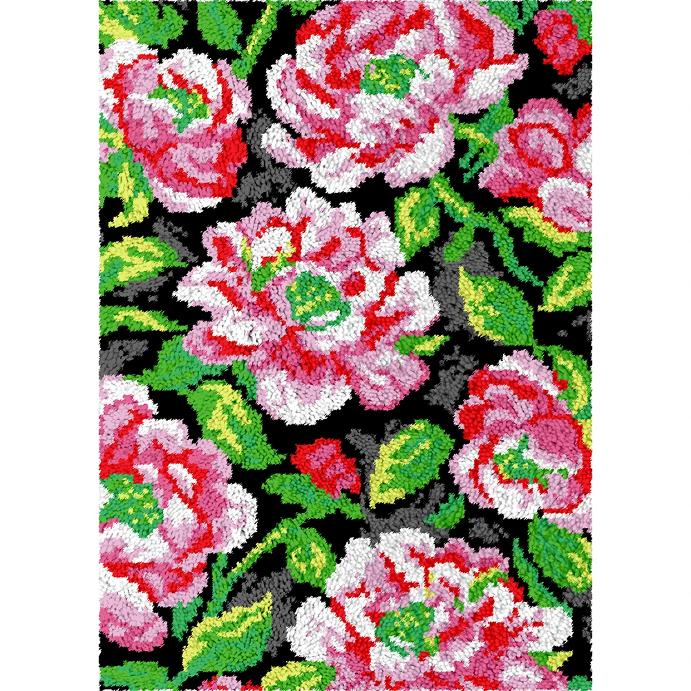 

Carpet embroidery kit with printed pattern Sewing rugs Flower Latch hook rug kit Rug making supplies Home decoration