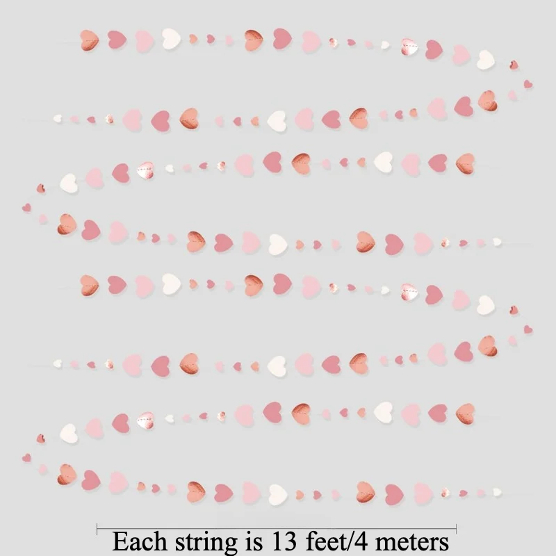 Розовое золото пыльно-розовое сердце гирлянда бумажный стример для свадеб