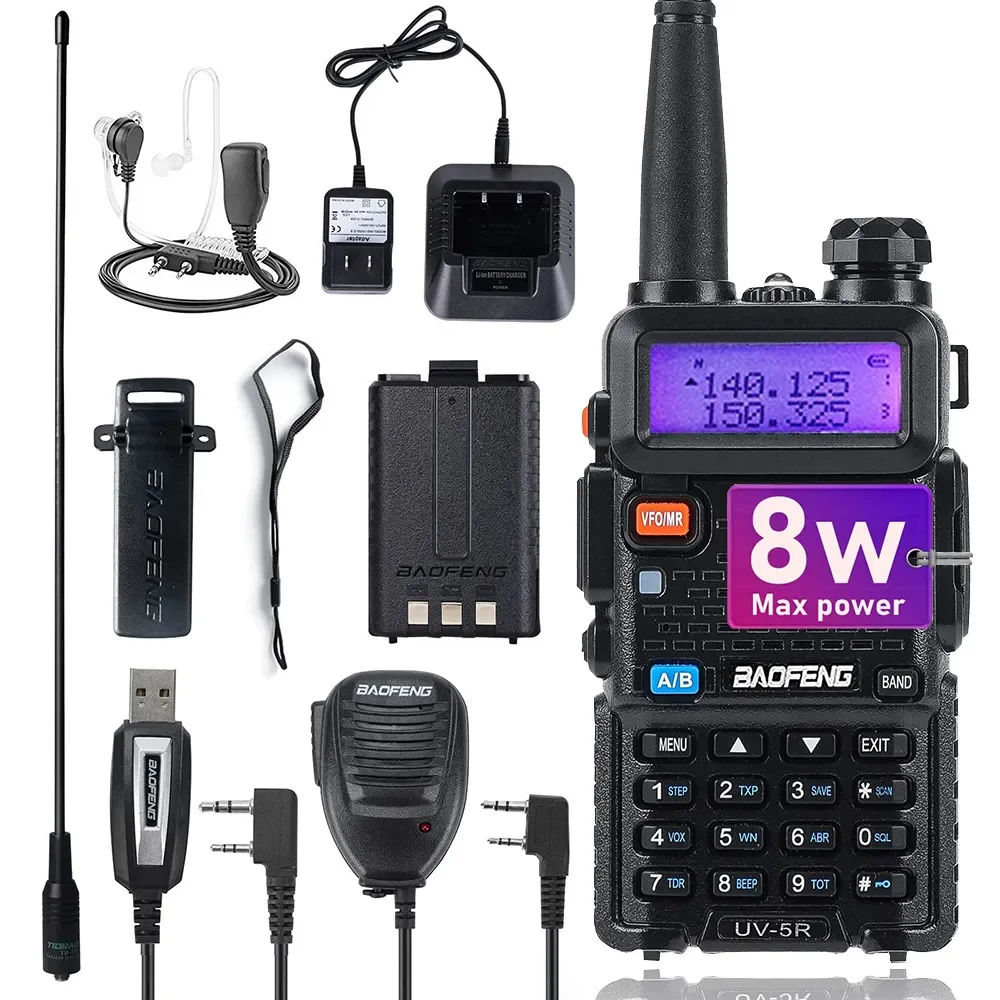 

BaoFeng UV-5R 8W High Power Walkie Talkie Dualband Two Way Radio VHF/UHF 136-174MHz & 400-520MHz Portable Ham Radio Transceiver