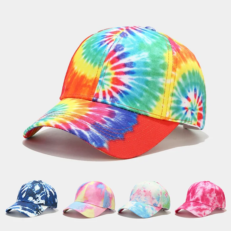 

New Men Women Spring Summer Tie-dye Baseball Cap Unisex Colorful Graffiti Cotton Adjustable Hats Outdoor Sports Sun Hat