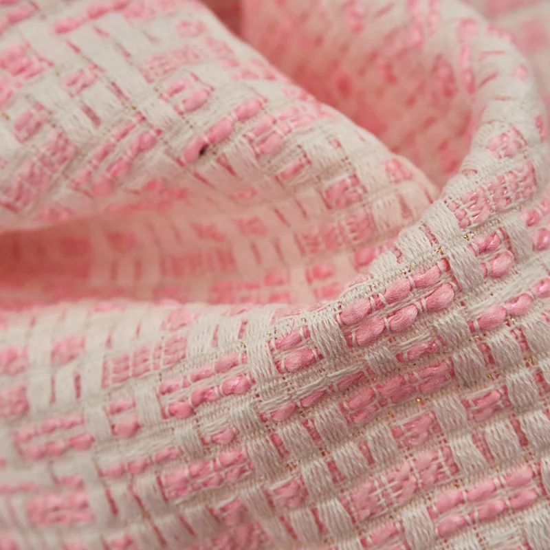 

Fashion Soft Pink Yarn Woven Tweed Fabric For Coat Dress Suit 트위드젤ツイード트위드 Au MÈTre Ткань Для Шитья Sewing By The Yard Tecido Diy
