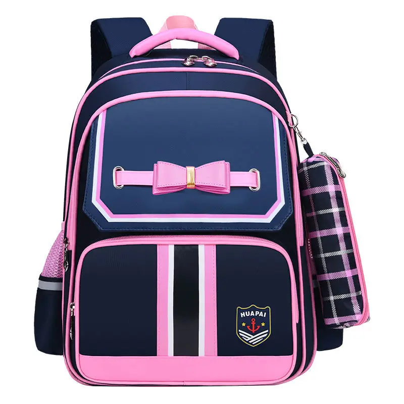 Children British Style Schoolbags Primary School Girls Bow Large Capacity Backpacks Grade 1-6 Boys Light Backpack 6-12 Mochila