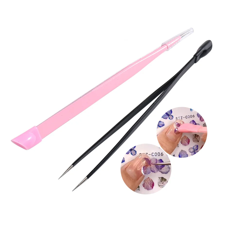 1 шт. пинцет для ногтей с силиконовой надавливающей головкой наклейки стразы