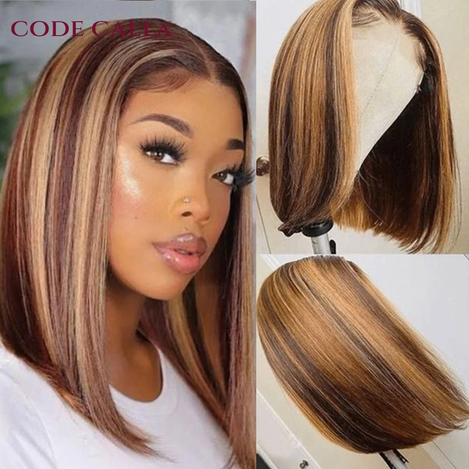 

Highlight Wig Human Hair Bob Wig Straight 13x1 Lace Front Human Hair Wigs Brazilian Remy Colored Short Bob Ombre Human Hair Wigs