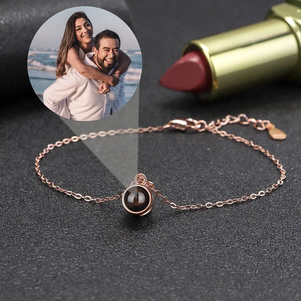 Custom Photos Bracelets S925 Silver Personalized Projection Photo Bracelet for Women Lover Girl Friend Jewelry Memorial Gift