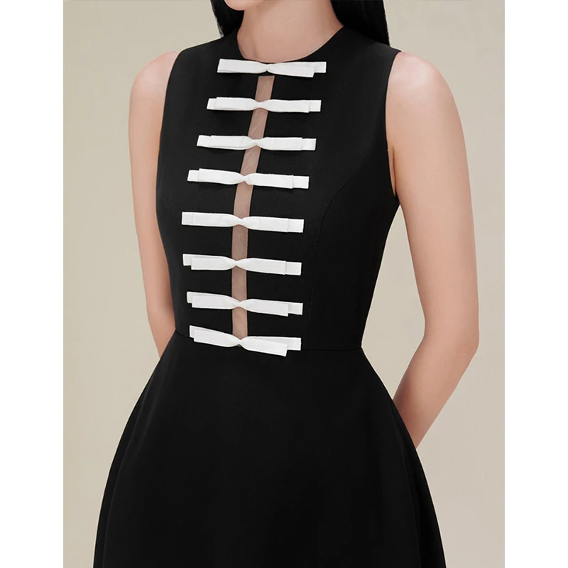 

Женское винтажное платье без рукавов, черное облегающее платье с круглым вырезом и высокой талией, Роскошный дизайнерский летний сарафан