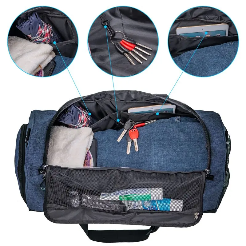 Sports Gym Bag with Shoes Compartment for Men and Women