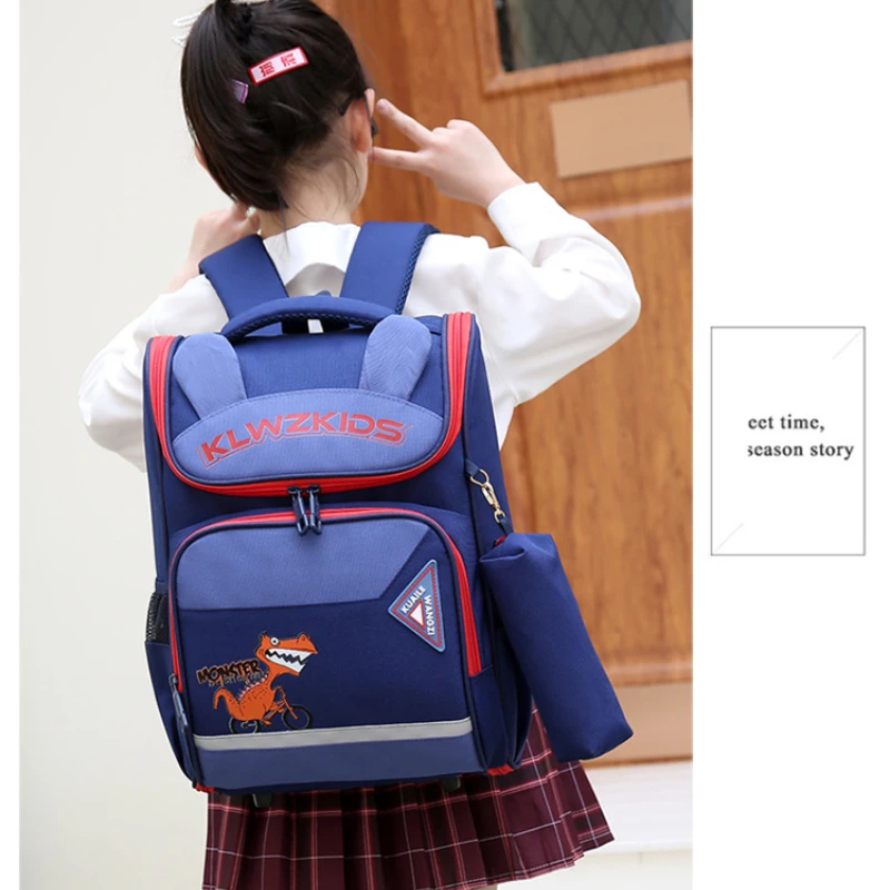 Grade 1-6 Primary Girl Boy Students Cartoon High-capacity Backpacks New Children Monster Cute Pen Bags All-match