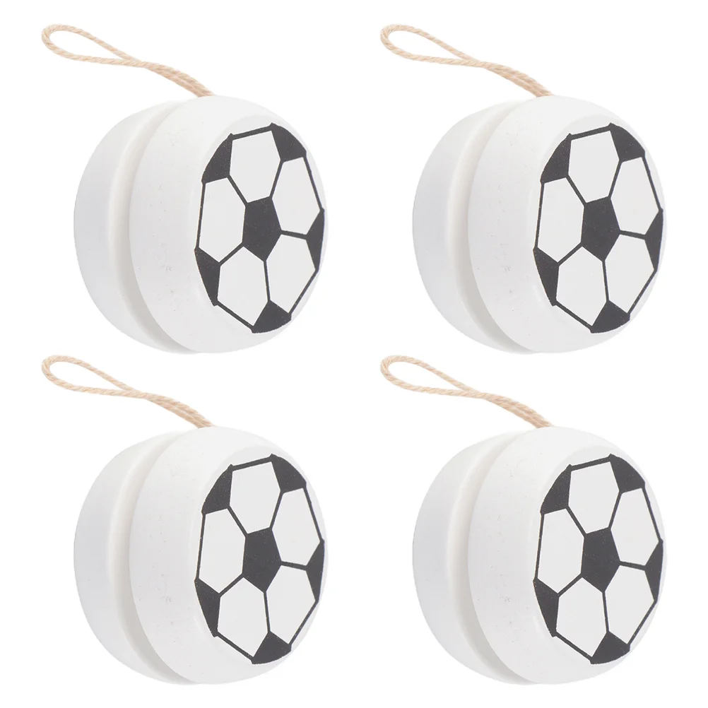 

4pcs Children's Yo-Yo Toys Wooden Yo-Yo Plaything Football Pattern Yo-Yo