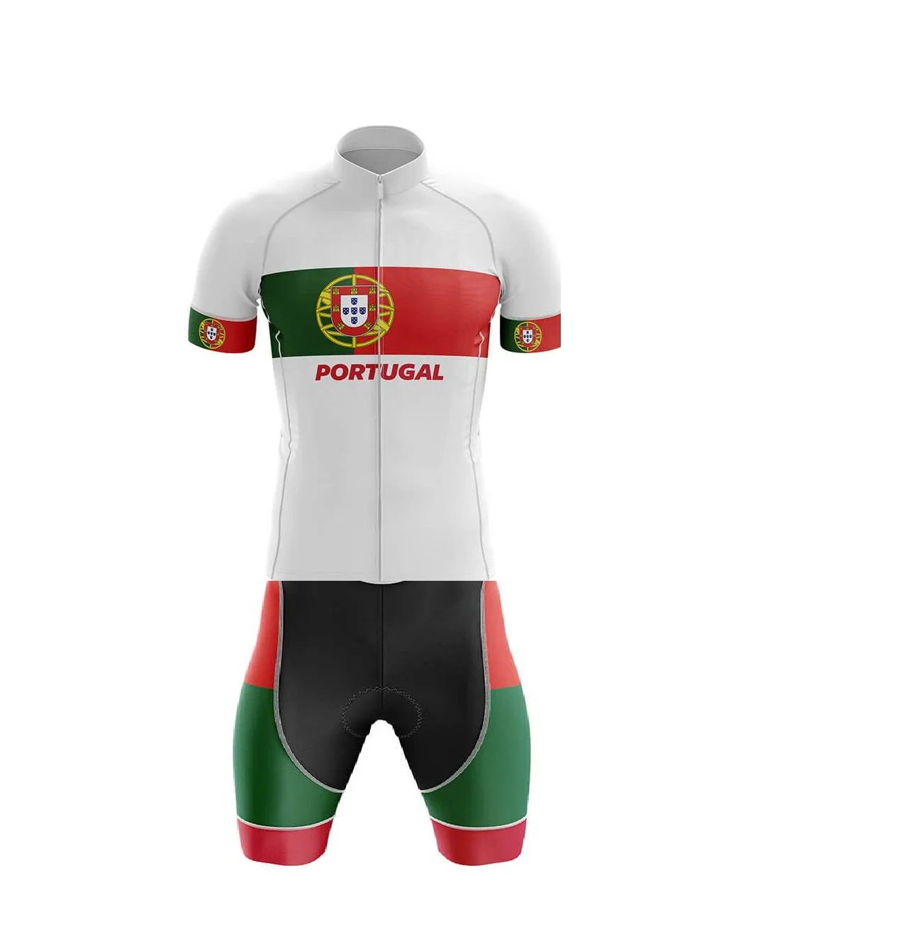 

LASER CUT MEN'S CYCLING WEAR CYCLING JERSEY BODY SUIT SKINSUIT WITH POWER BAND Portugal NATIONAL TEAM SIZE: XS-4XL