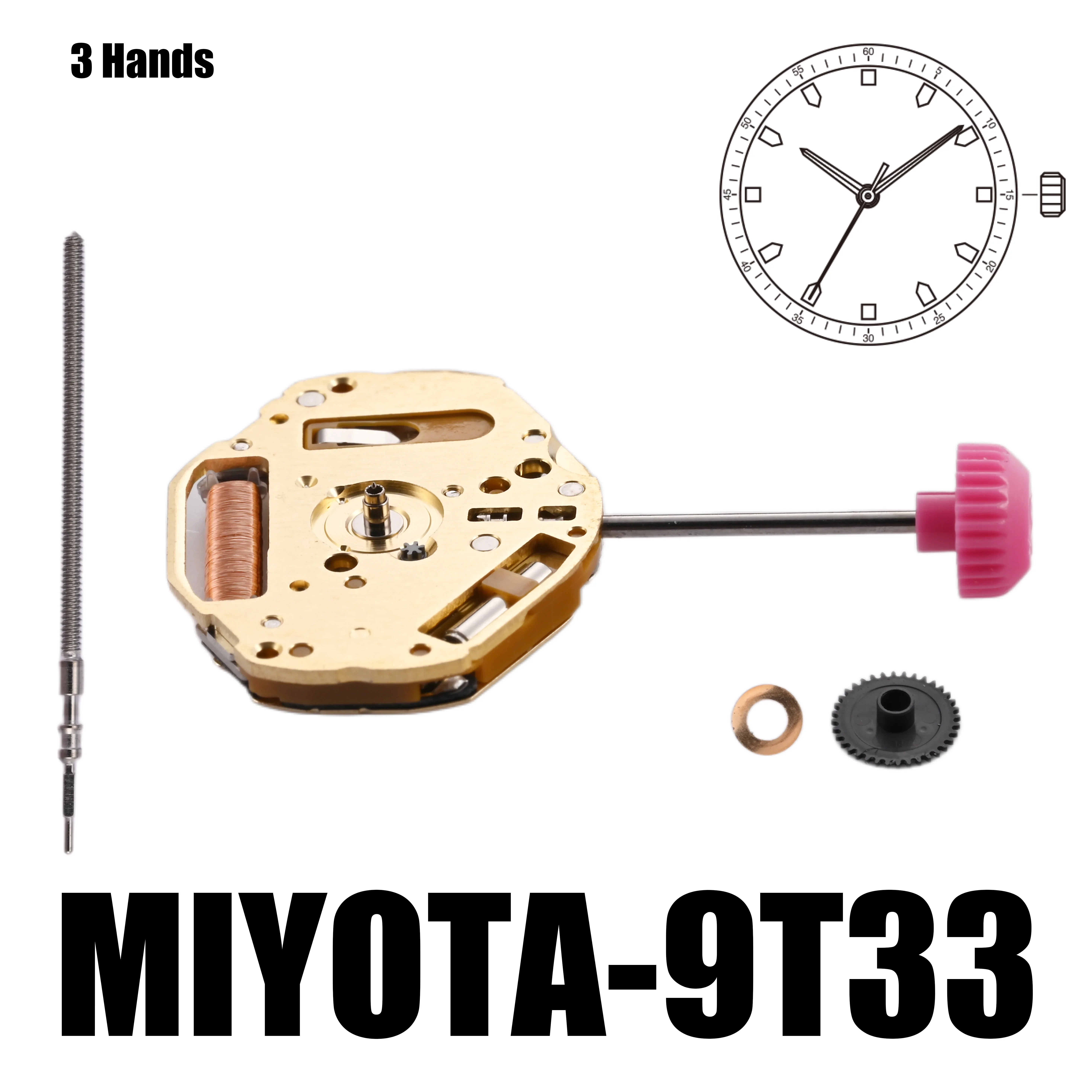 Движение 9T33 Miyota движение с 3 стрелками сверхтонкое движение. Идеально подходит