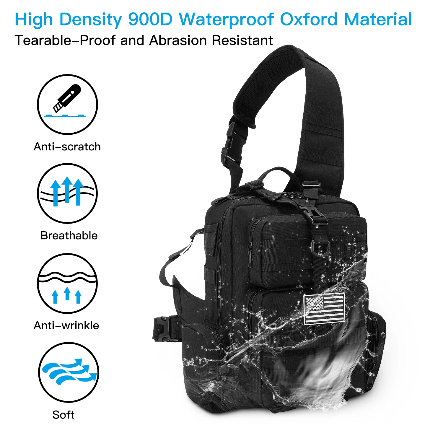 Tactical Sling Bag 13L 900D Oxford Molle Crossbody Rucksack Waterproof EDC Military Assault Backpack Men Women Shoulder Bag