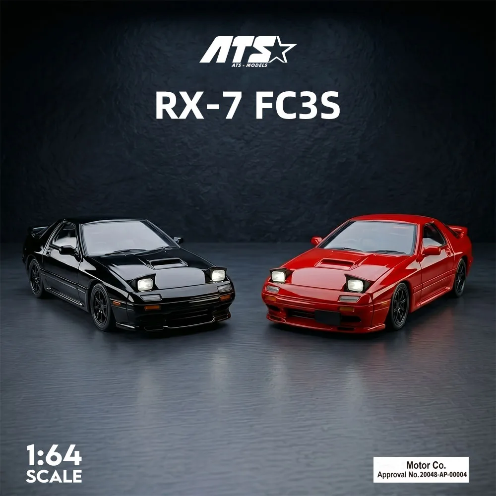 Фото Модель автомобиля ATS 1:64 RX-7 FC3S, литая под давлением, красно-черная, из сплава, имитация, коллекционная игрушка, подарок №1