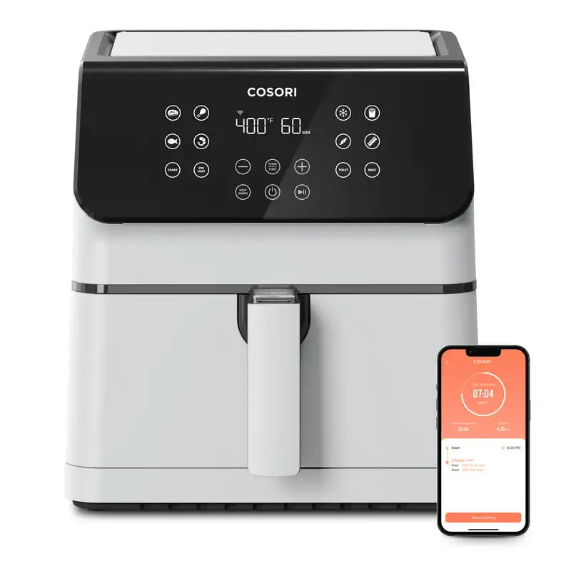 

II 5.8 quart Smart 12-in-1 Air Fryer, Voice Control, Walmart Exclusive Bonus, White