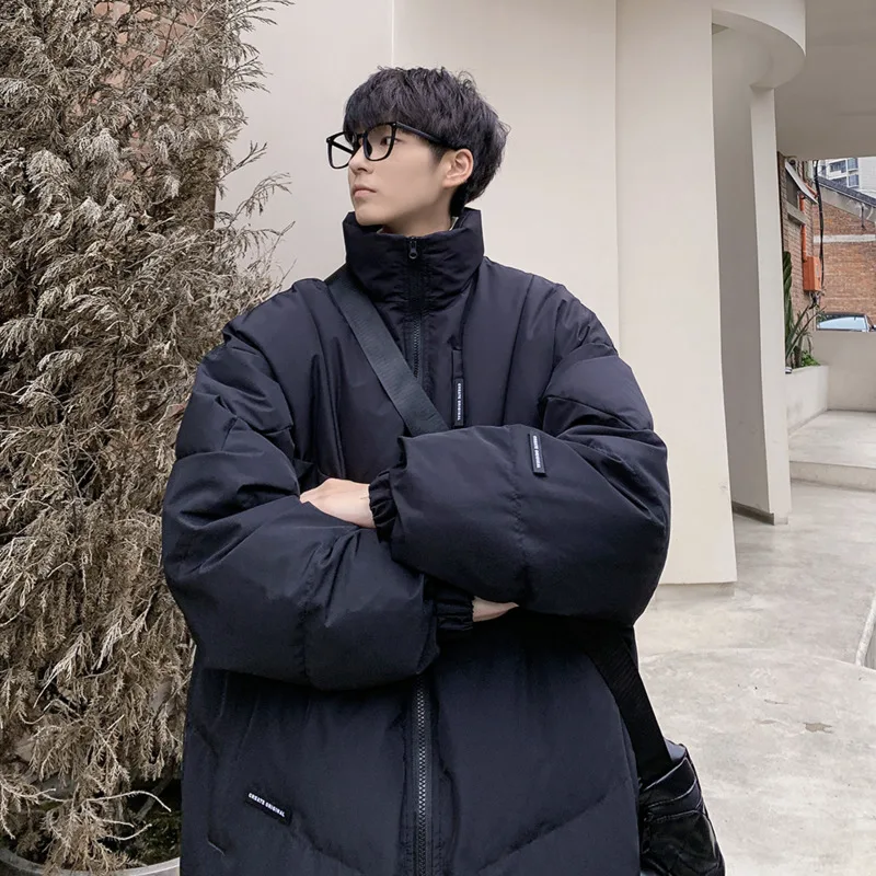 Winter Jacket Men Warm Fashion Grey Black Oversized Thicken Jacket Men Streetwear Korean Loose Thick Short Coat Mens Parker