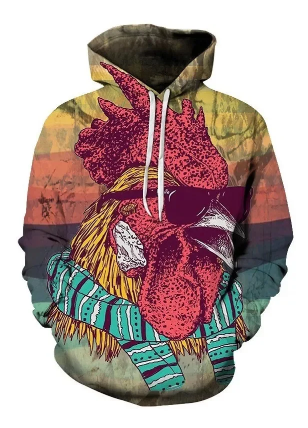 

Men's COOL Rooster Head Pattern Hoodie 3D Printed Autumn/Winter Popular Sweatshirt Streetwear Clothing Unisex Plus Size Pullover